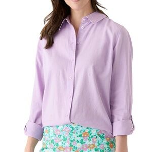 Kim Rogers Women's Linen Button-Down Long Sleeve Relaxed Fit Office Shirt Top XL